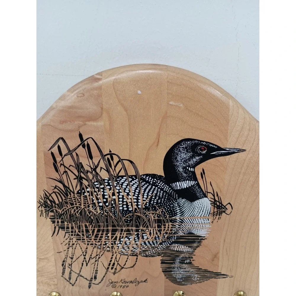 Vintage Loon Key Rack Wildlife Wood Hand Made Cabin Decor 1984 Jim Kowalczak